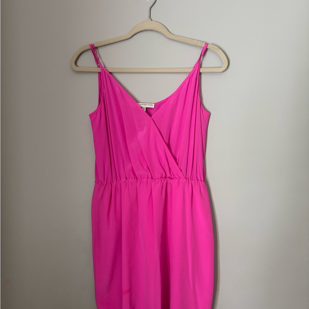 Lavender Brown Pink Spaghetti Strap Mini Dress